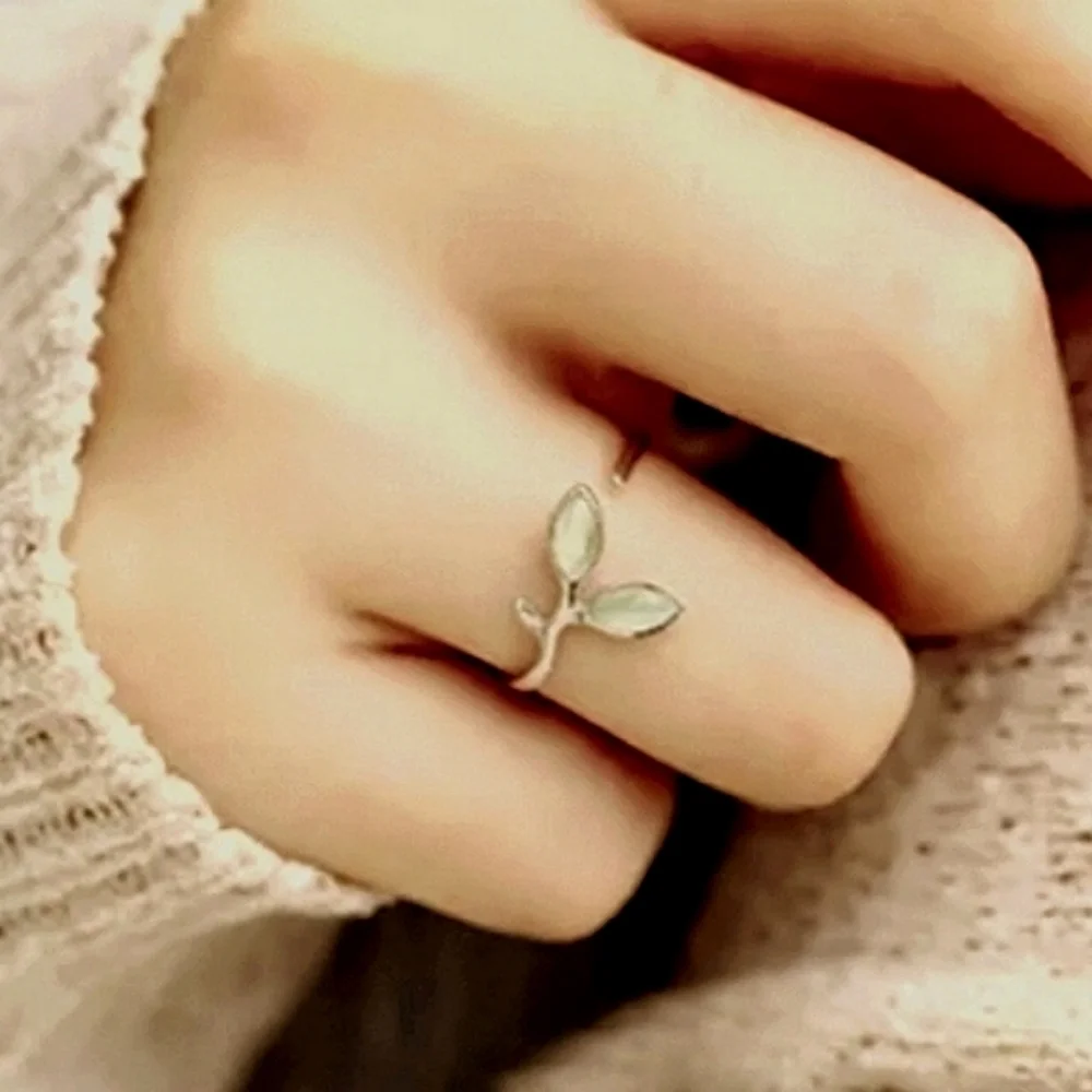 Frosted Green Opal Leaf Ring 2 Available